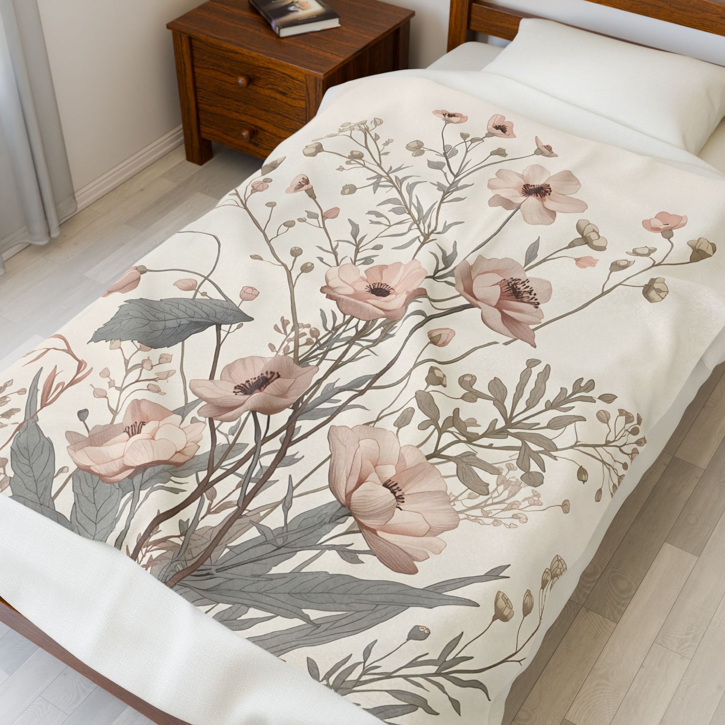 Soft Meadow Floral Velveteen Throw Blanket