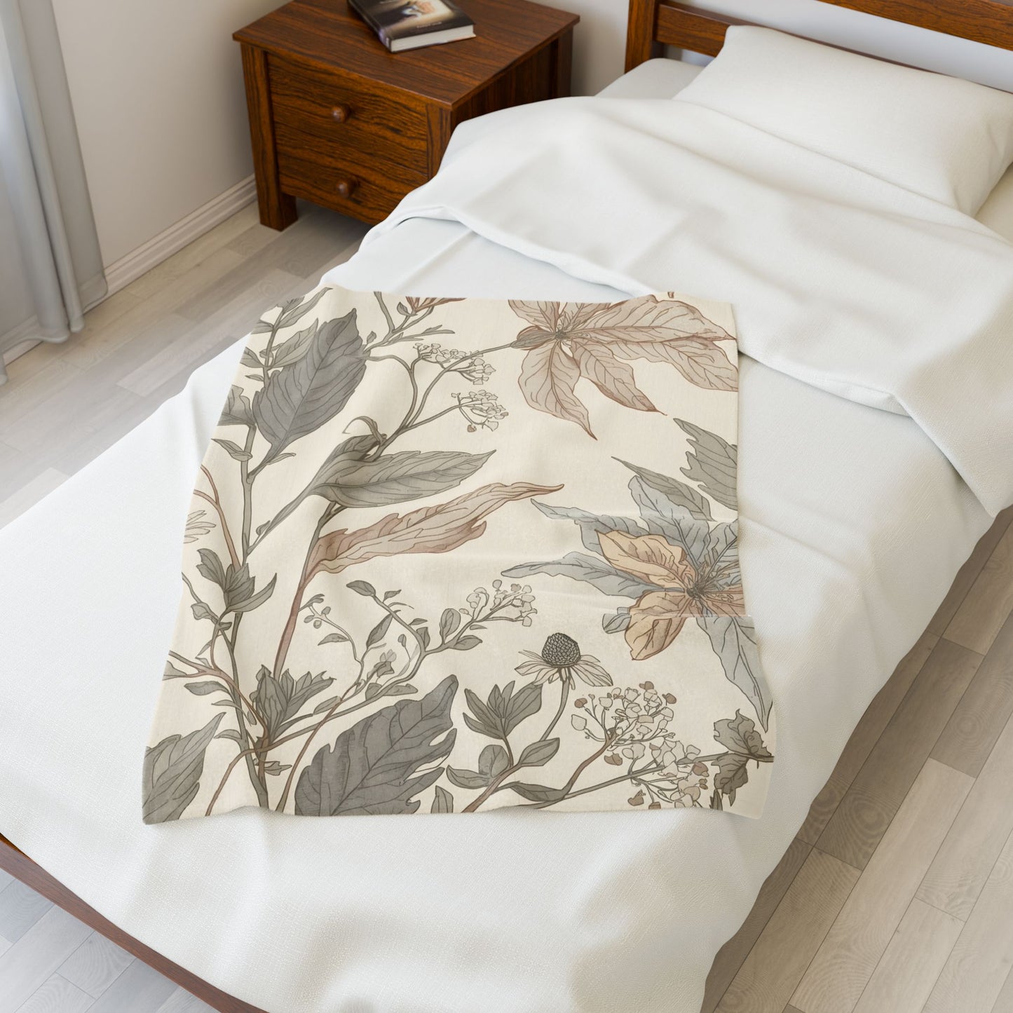 Botanical Calm Velveteen Throw Blanket