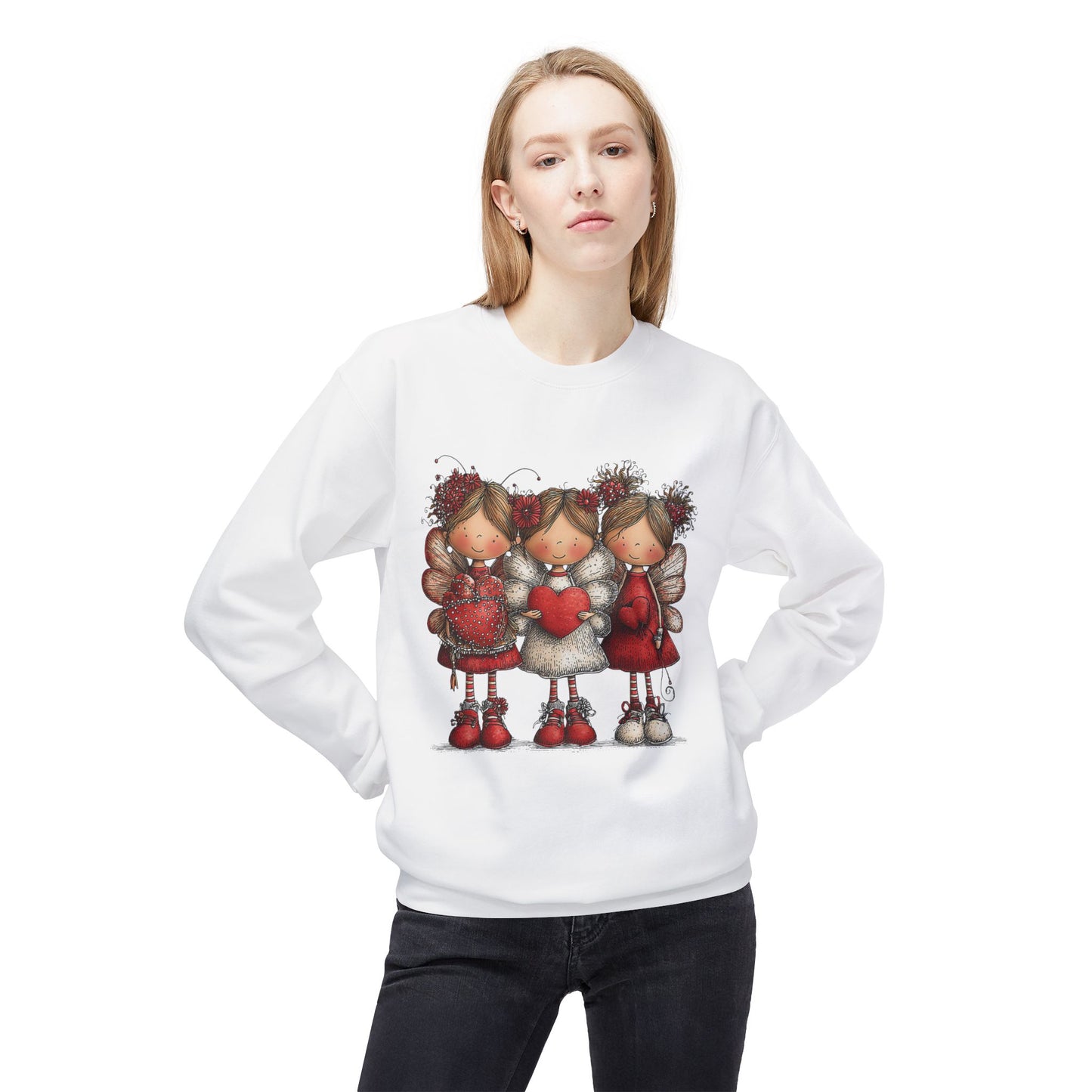 Angels of the Heart - Cute Valentine Sweatshirt Cozy Love Illustration
