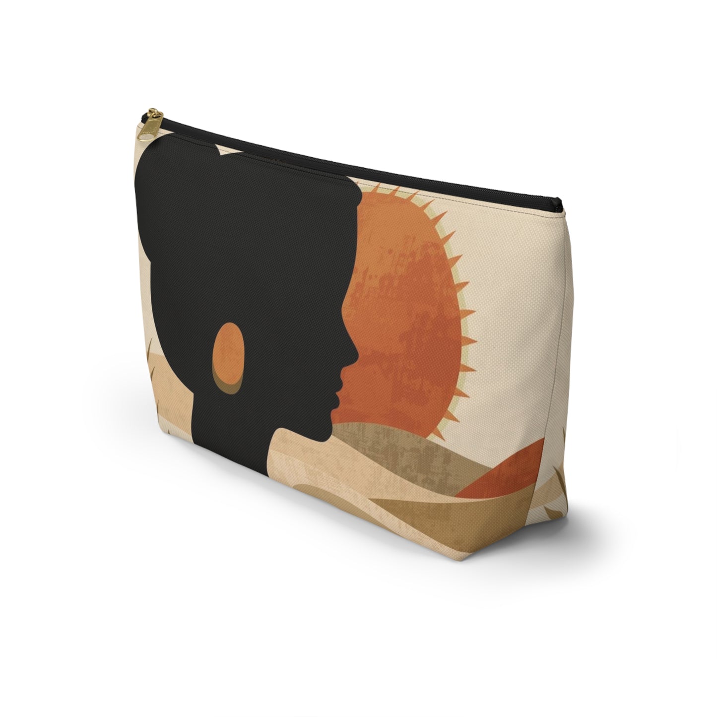 Golden Horizon Abstract Silhouette Makeup Bag | Cosmetic Pouch