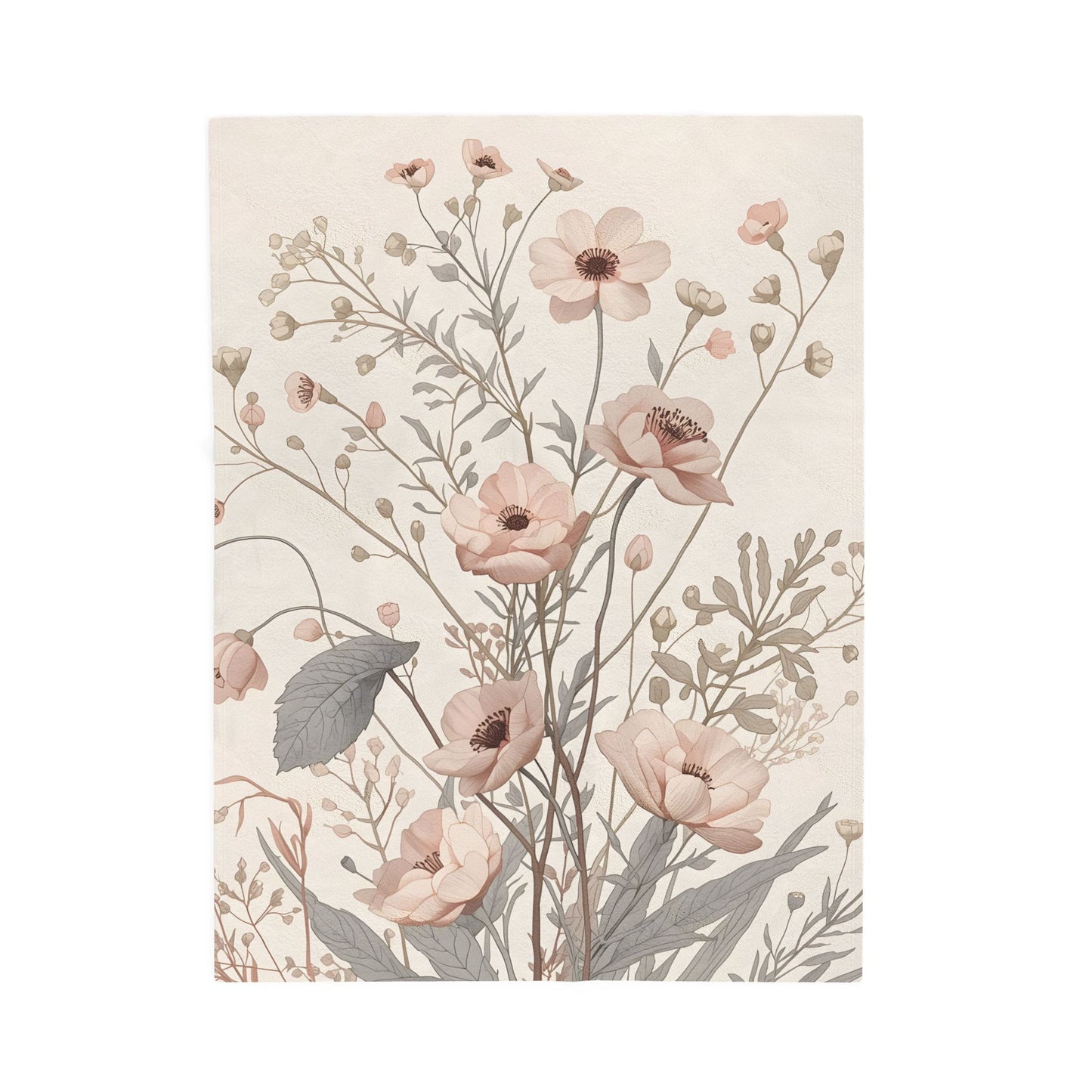 Soft Meadow Floral Velveteen Throw Blanket