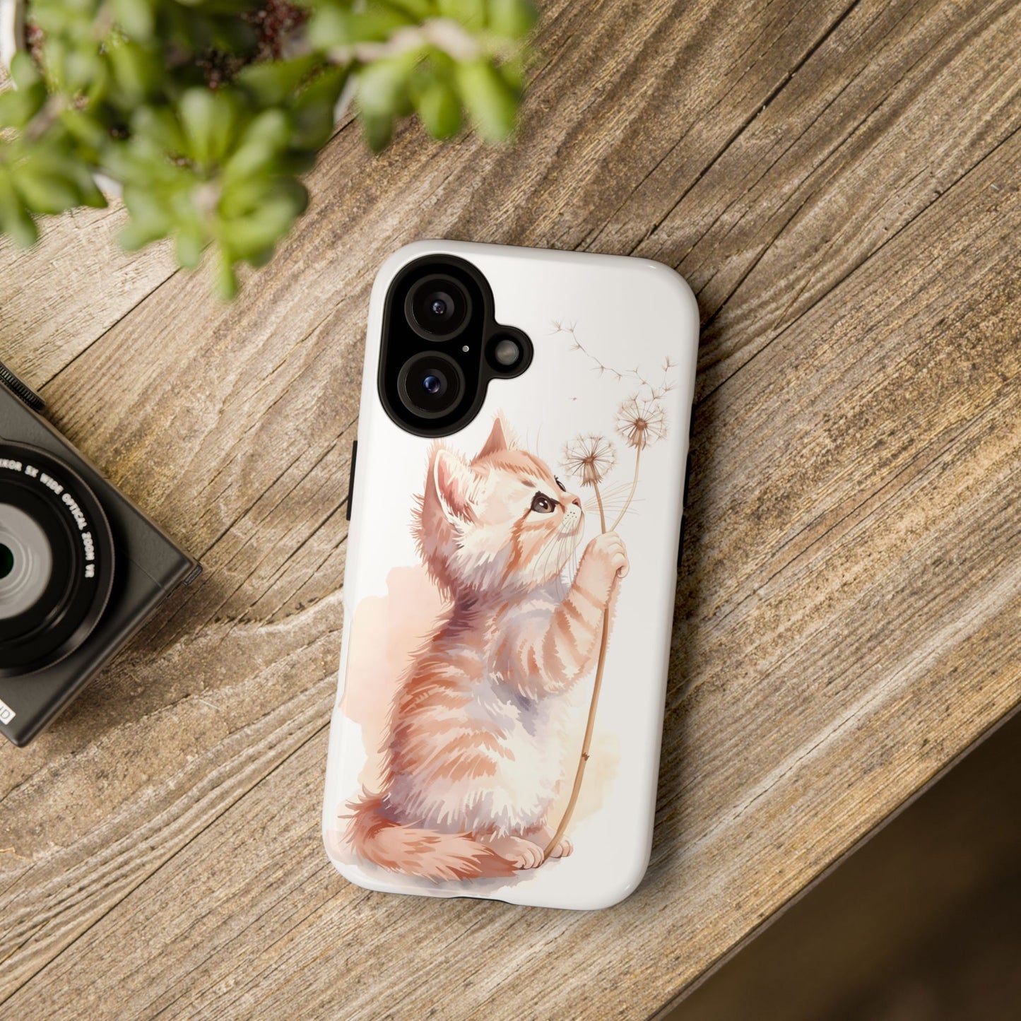 Poetic Kitten with Dandelion Tough Protective iPhone Case