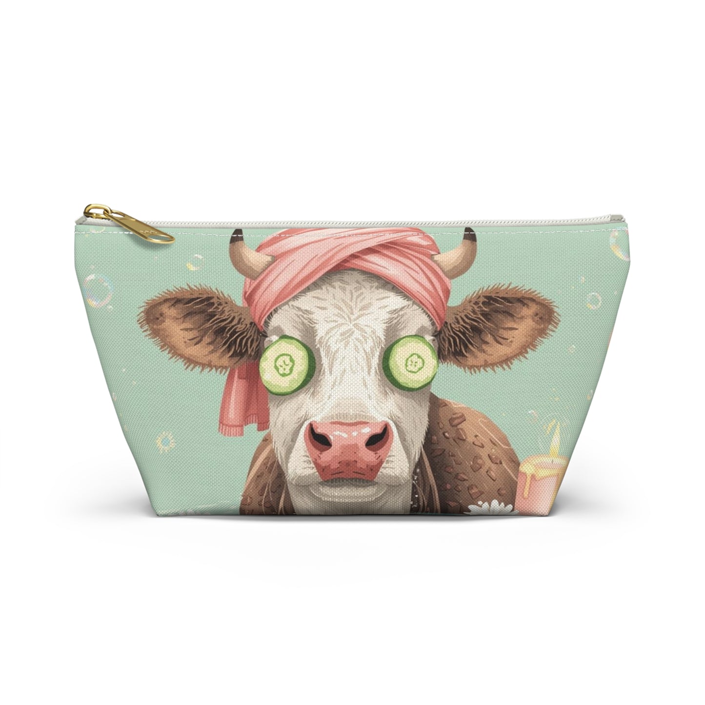 Cow Spa Day Cosmetic Pouch | Cute Makeup Bag