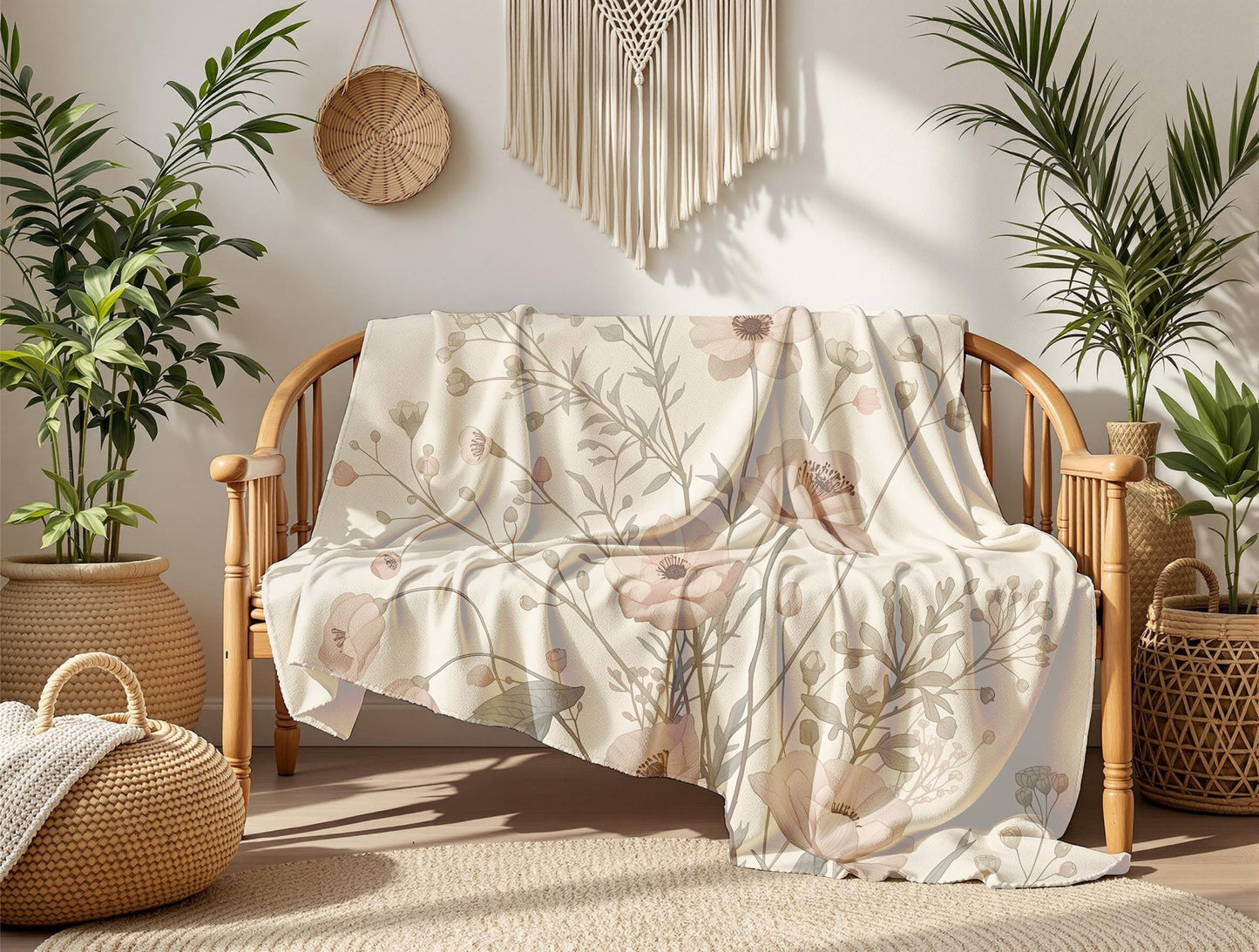 Soft Meadow Floral Velveteen Throw Blanket