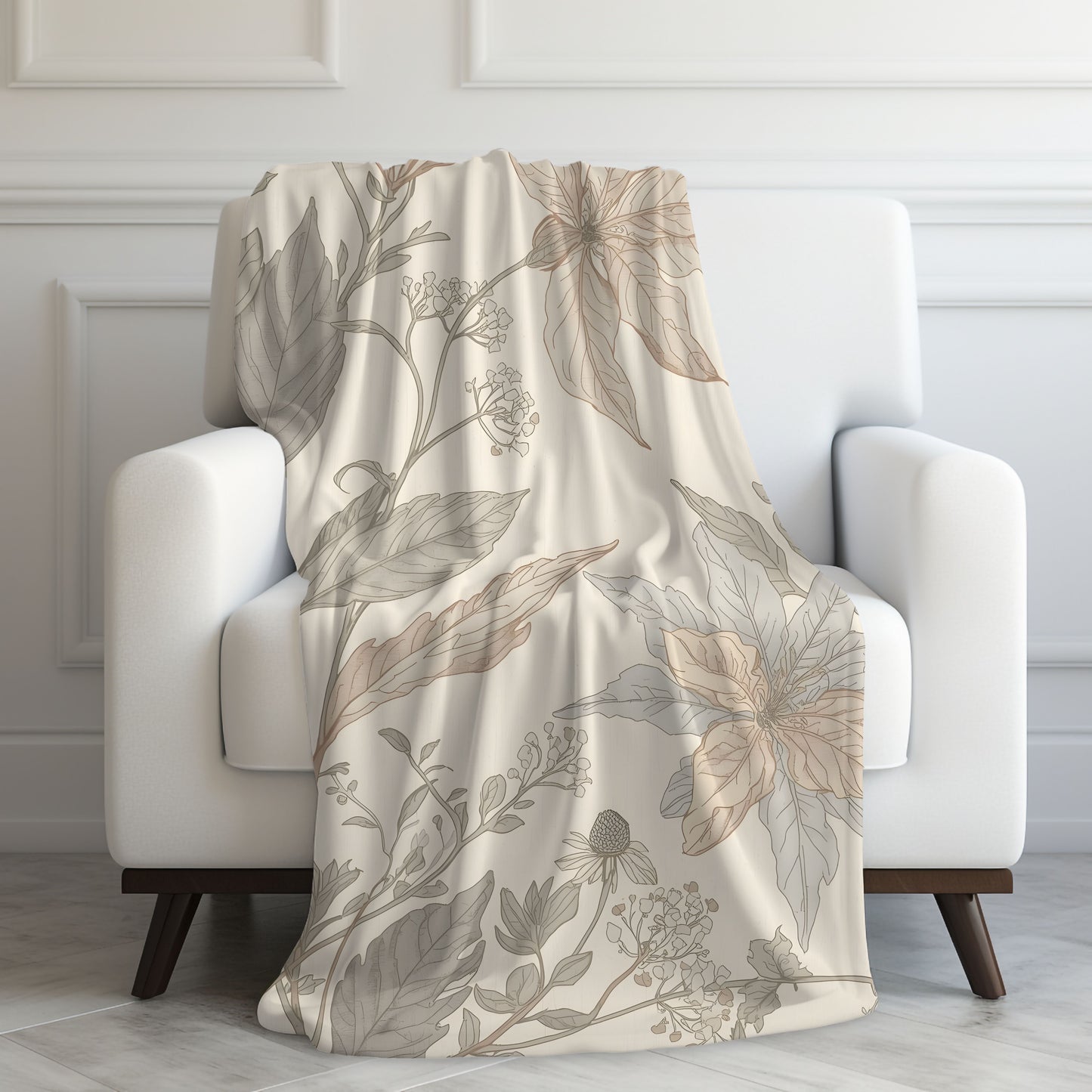 Botanical Calm Velveteen Throw Blanket