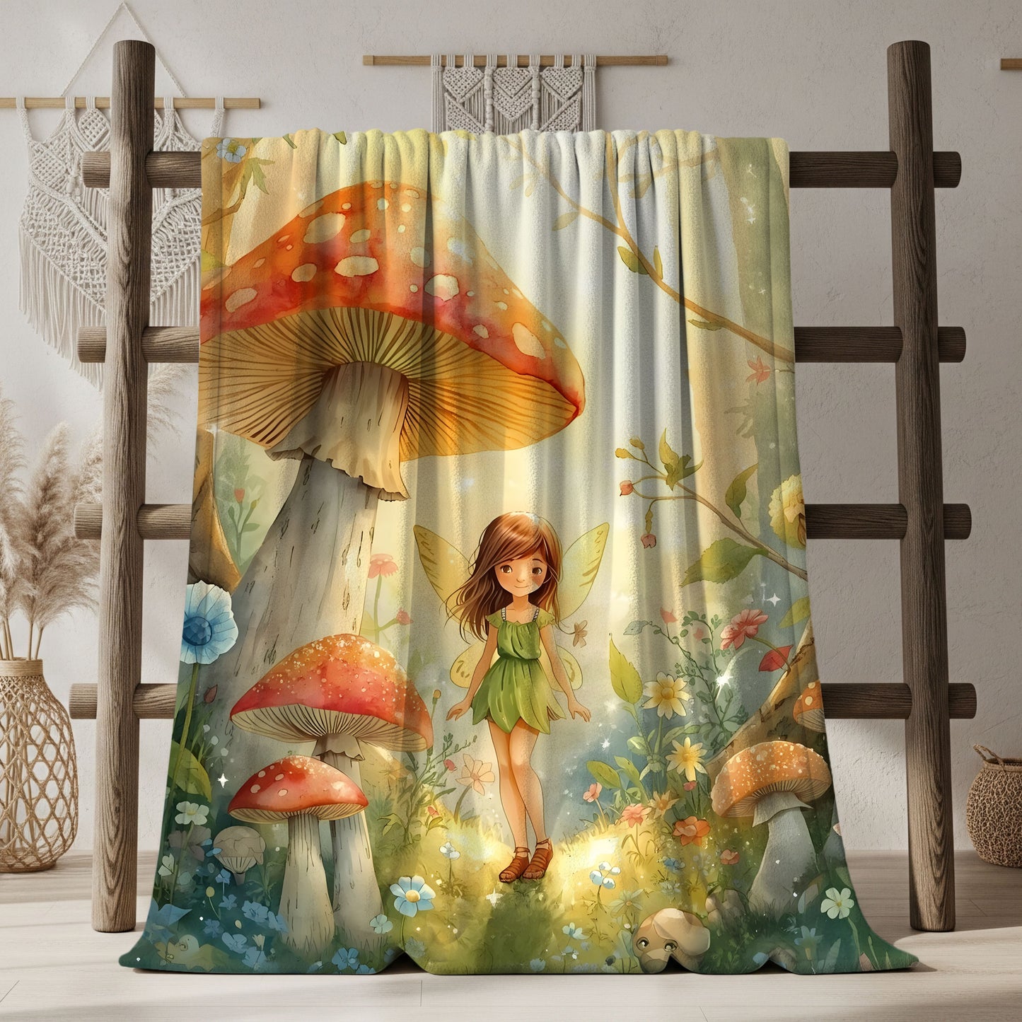 Woodland Fairy Meadow Blanket Forest Storybook Art - Whimsical Throw for Kids & Cozy Decor