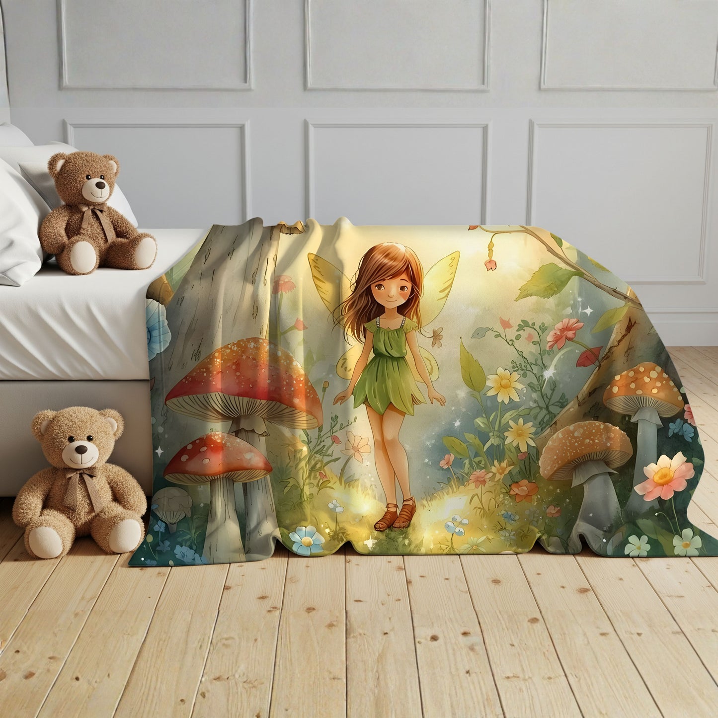 Woodland Fairy Meadow Blanket Forest Storybook Art - Whimsical Throw for Kids & Cozy Decor