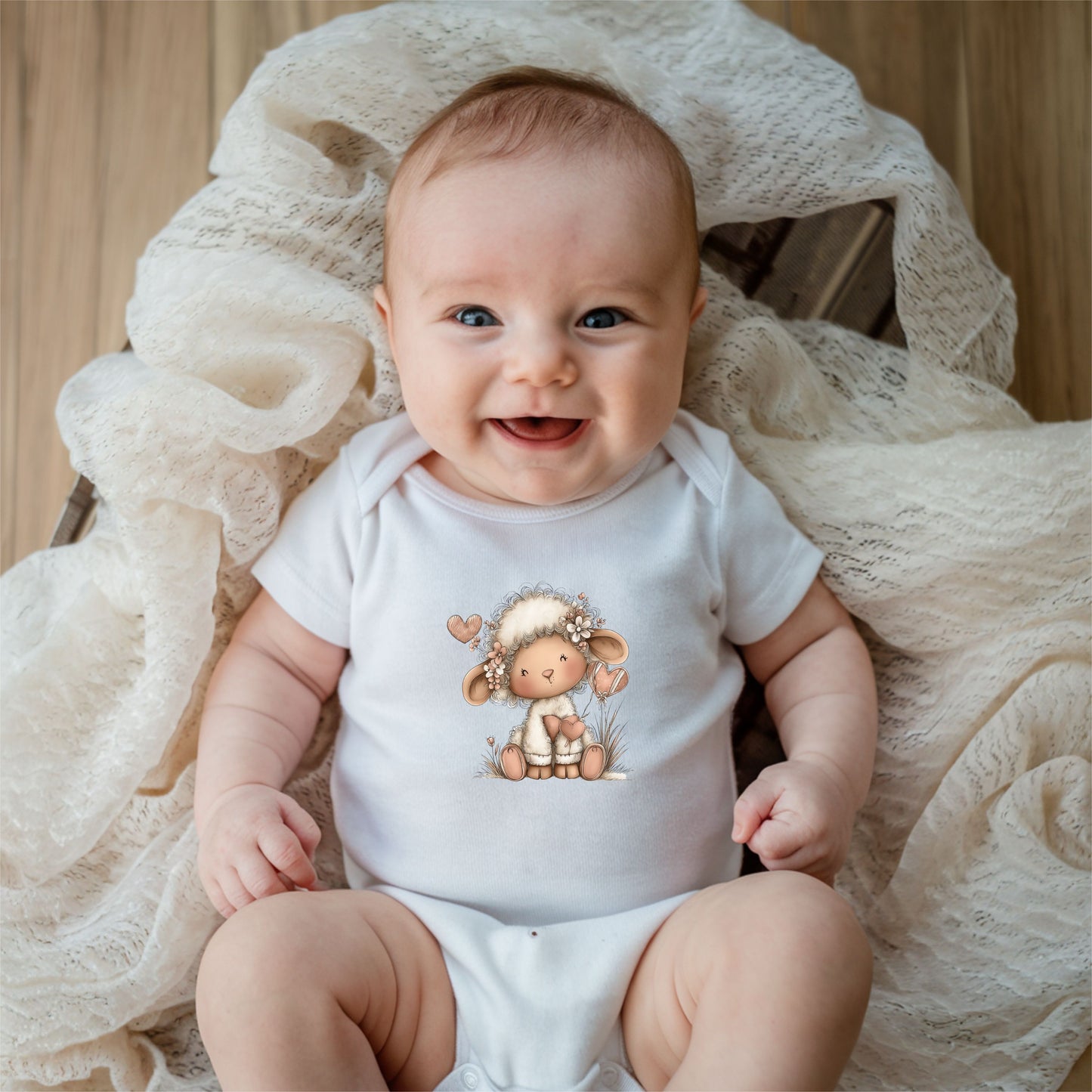 Sweet Baby Lamb Bodysuit – Neutral Woodland Animal Design Onesie