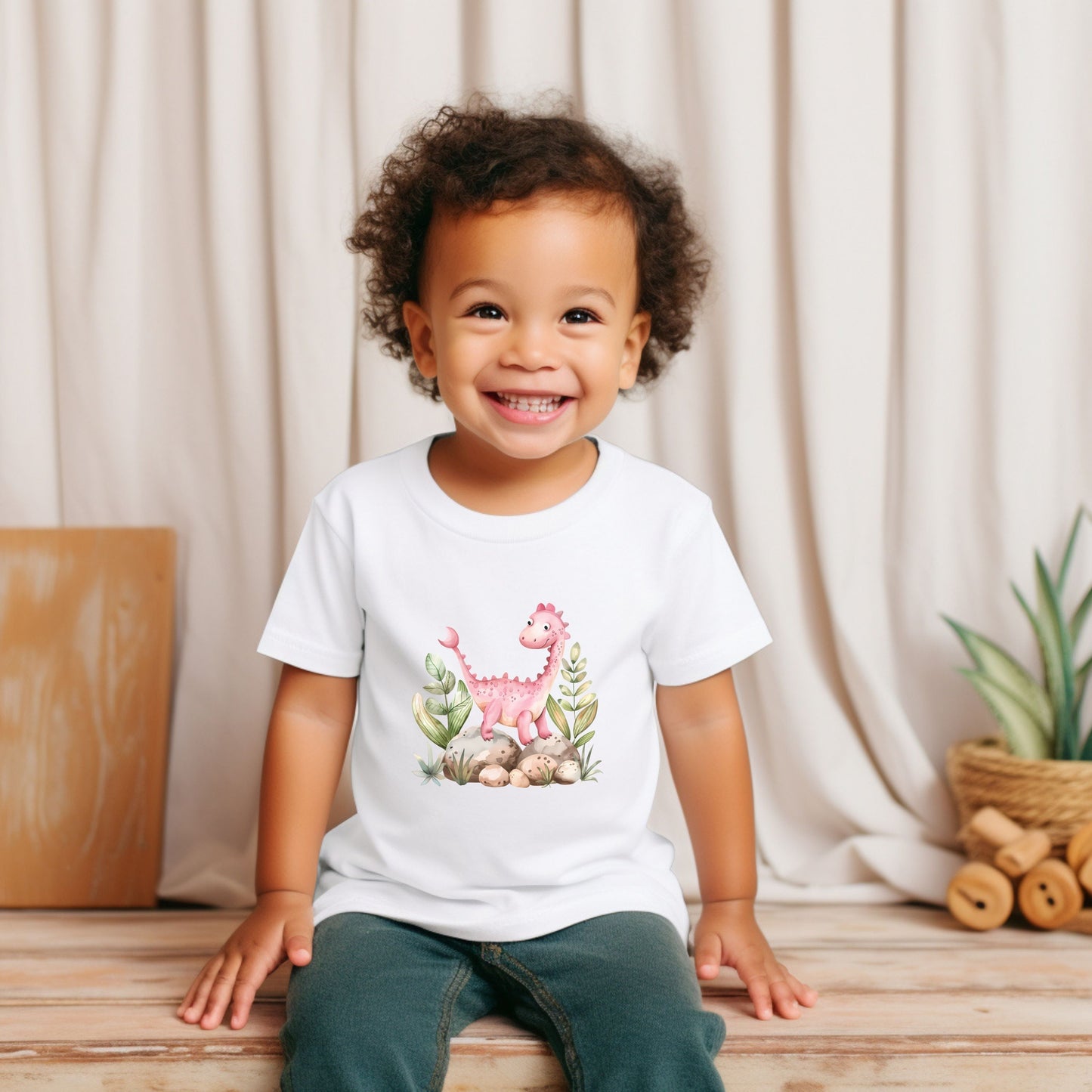 Pink Baby Dino – Cute Girls Toddler Tee (2–5 Years)