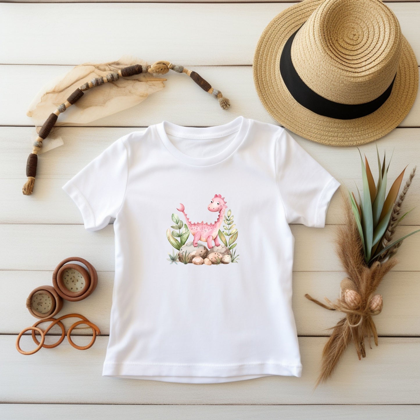 Pink Baby Dino – Cute Girls Toddler Tee (2–5 Years)