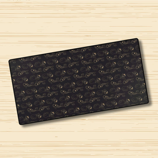 Koi Pattern Desk Mat – Minimal Black & Gold Desk Pad