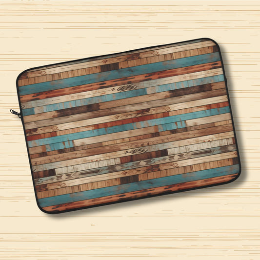 Rustic Western Woodgrain Laptop Sleeve - Minimalist Protective Laptop Case