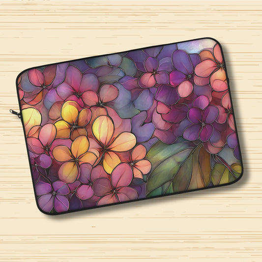 Stained Floral Glass Laptop Sleeve - Artistic Protective Laptop Case