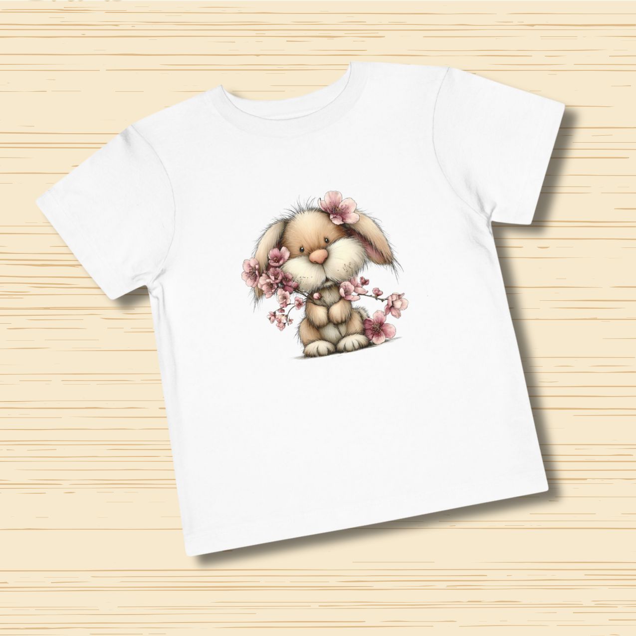 Blossom Bunny Cute Floral Girls Toddler T-Shirt (2–5 Years)
