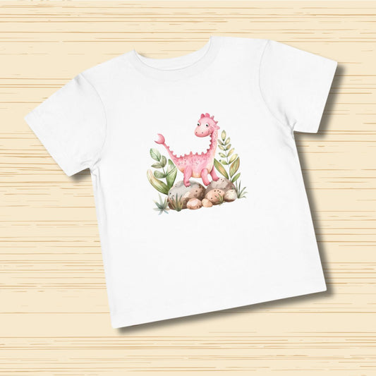 Pink Baby Dino Cute Girls Toddler Tee (2–5 Years)