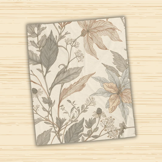 Botanical Calm Velveteen Throw Blanket
