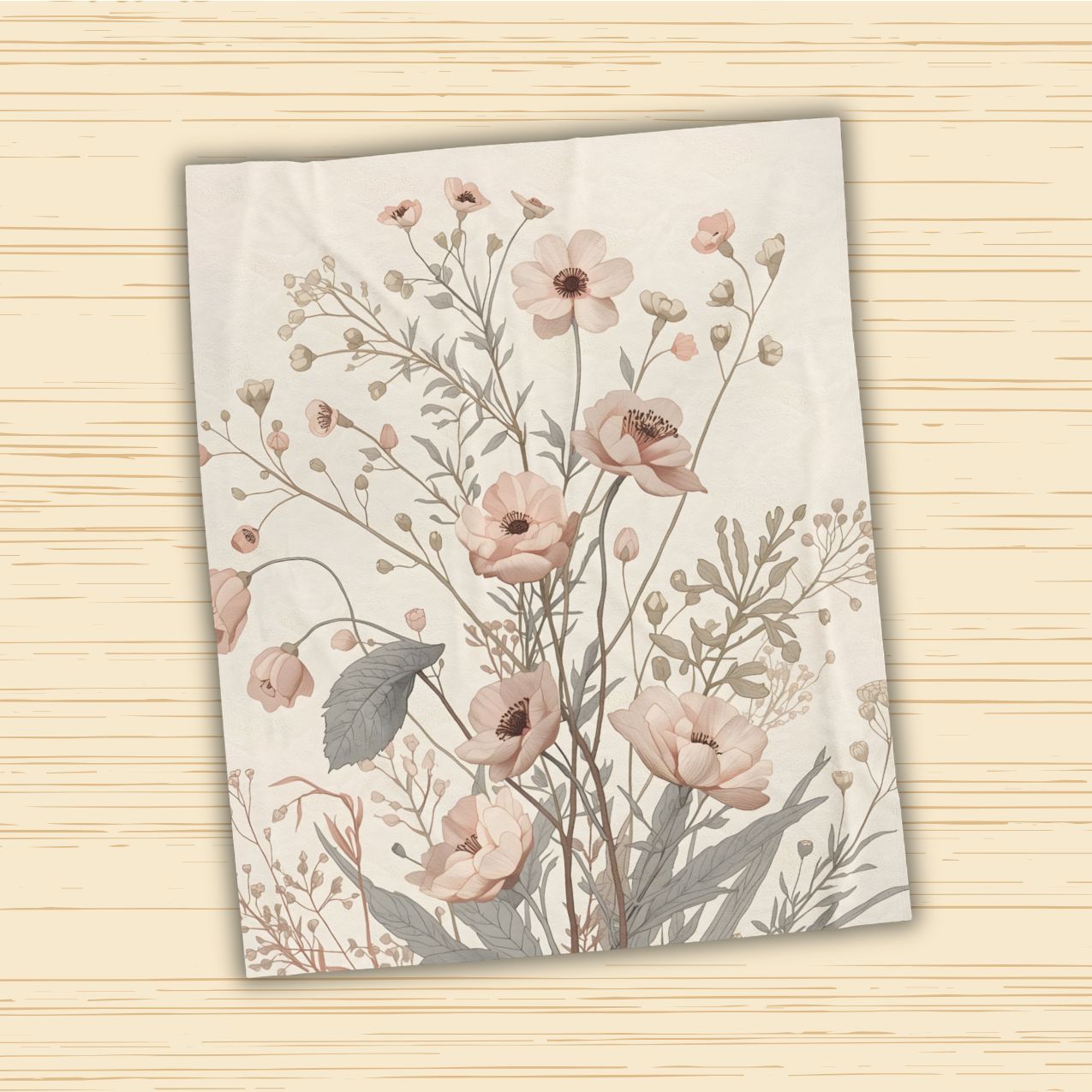 Soft Meadow Floral Velveteen Throw Blanket