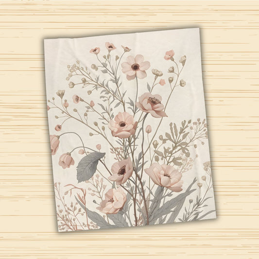 Soft Meadow Floral Velveteen Throw Blanket