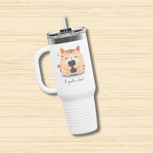 A Gentle Start Self Care Motivational Quote - 40oz Insulated Travel Mug