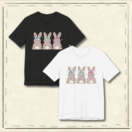 Leopard Print Easter Bunnies Trendy Spring Design T-shirt