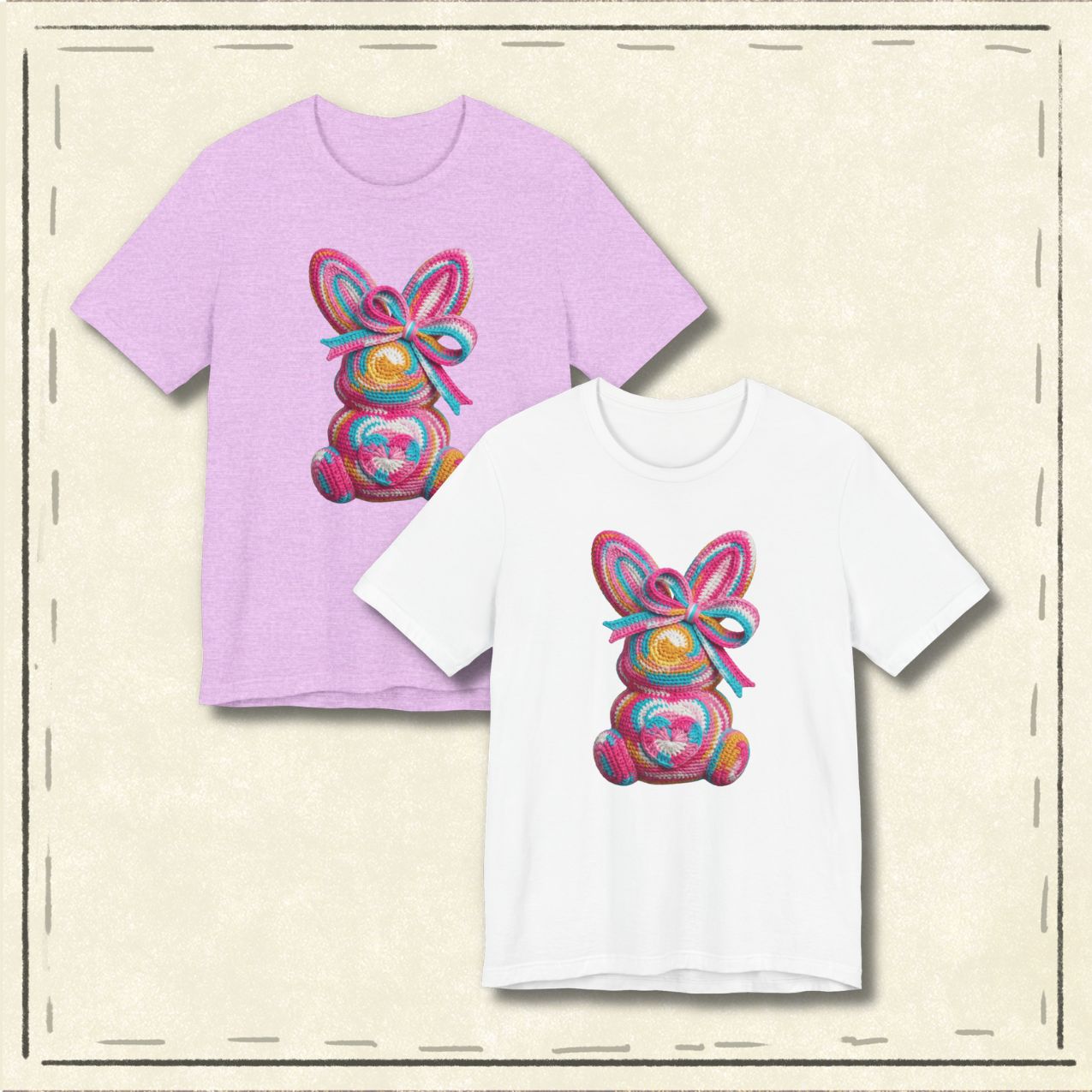 Crochet Easter Bunny with Heart Detail Spring Design T-shirt