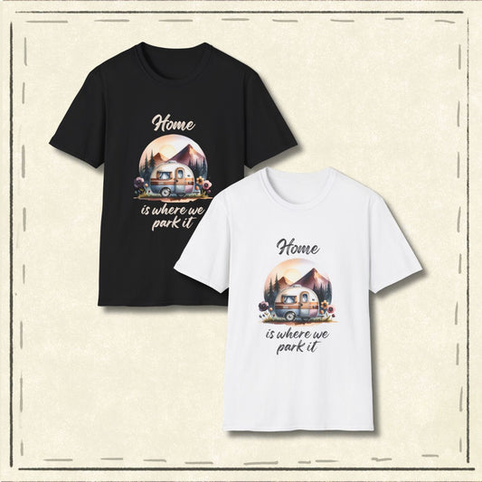 Home Is Where We Park It Tee Road Trip & Camper Retro T-Shirt