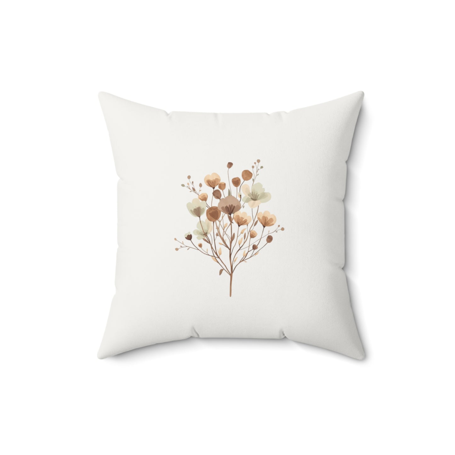 Minimalist Botanical Throw Pillow - Quiet Botanicals No. 14 — Neutral Watercolor Wildflowers Square Throw Pillow