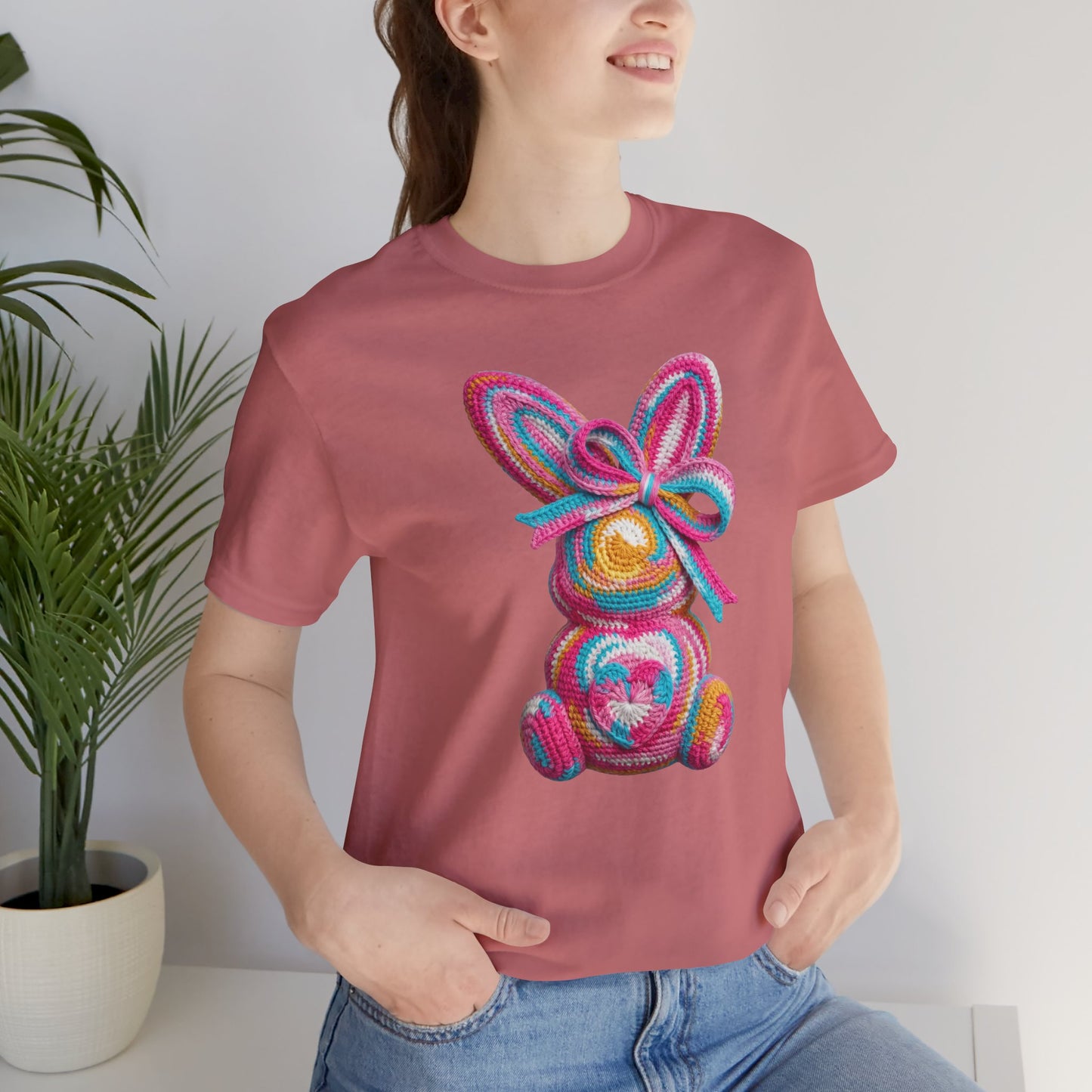 Crochet Easter Bunny with Heart Detail Spring Design T-shirt