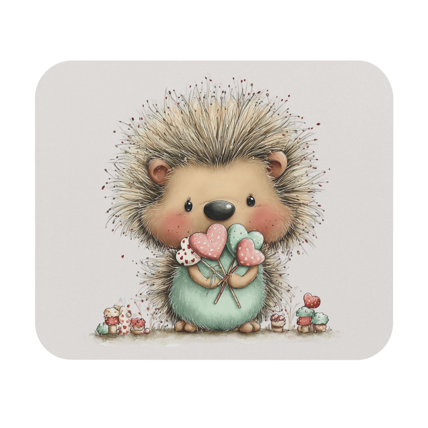 Cute Hedgehog Mouse Pad – Cozy Desk Accessory with Hearts