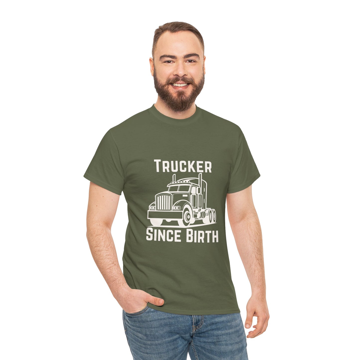 Trucker Since Birth T-Shirt Minimal Truck Driver Graphic Tee for Men