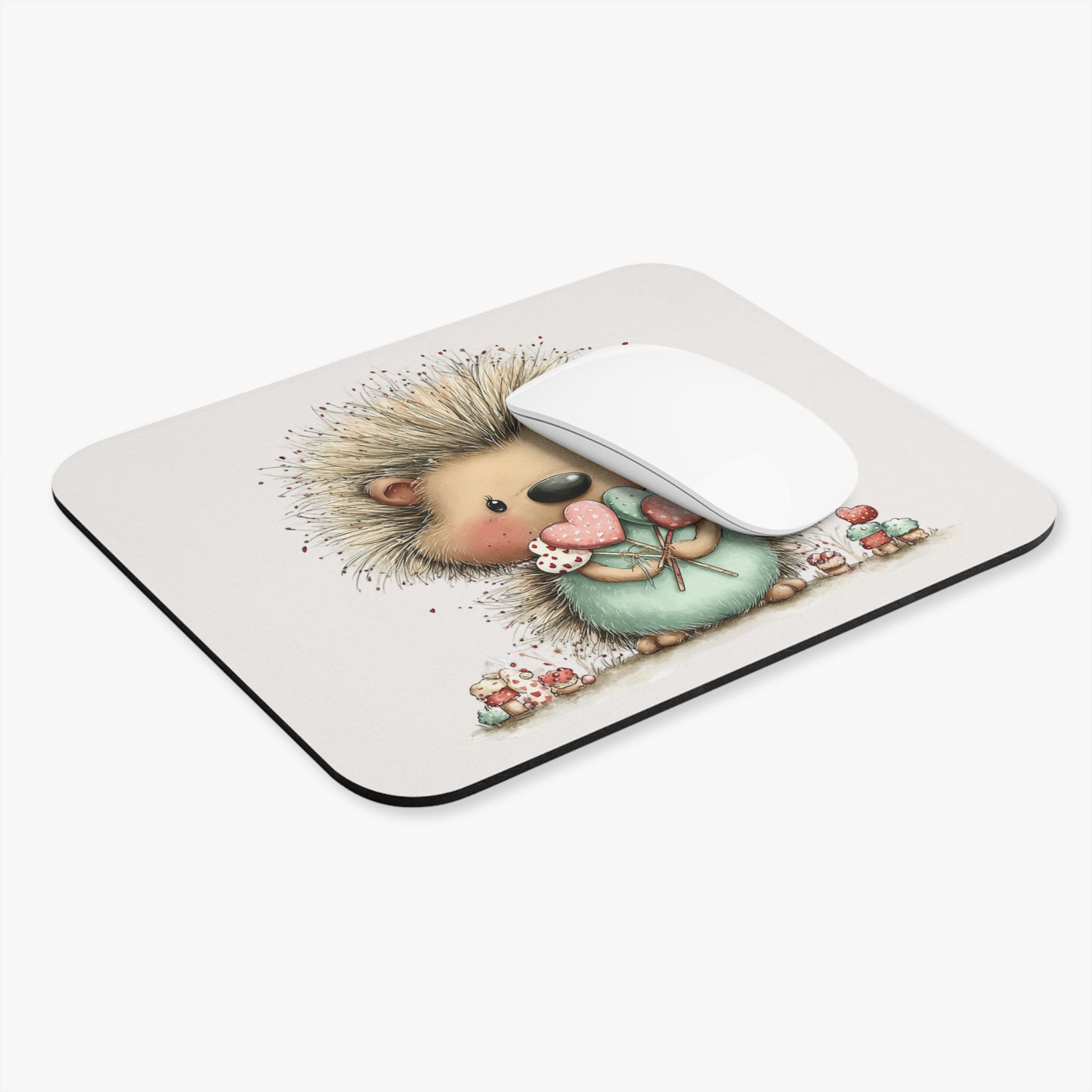 Cute Hedgehog Mouse Pad – Cozy Desk Accessory with Hearts