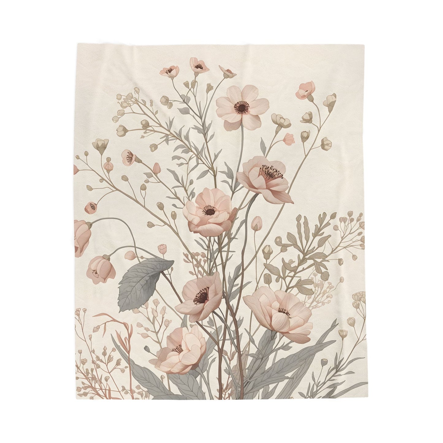 Soft Meadow Floral Velveteen Throw Blanket