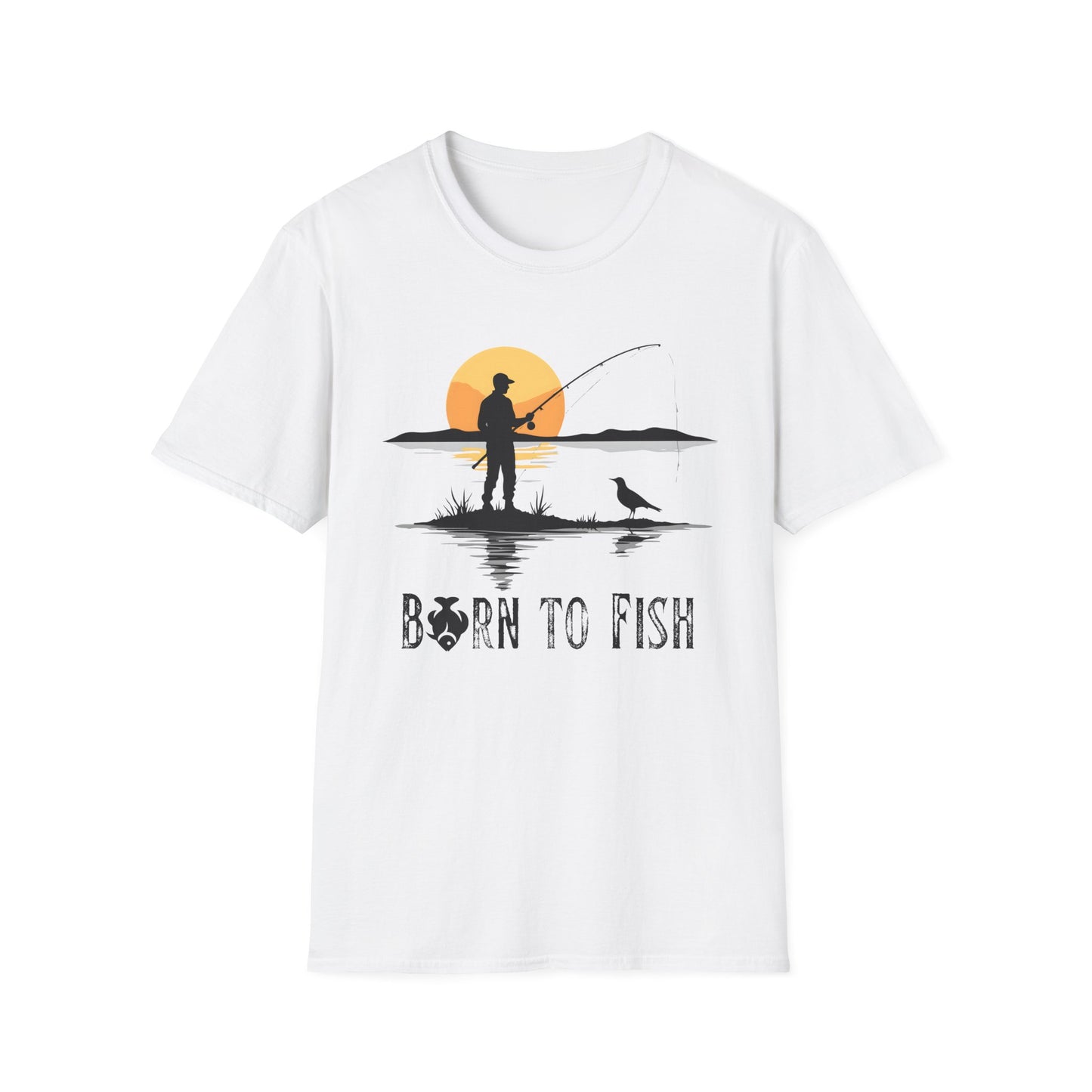 Born to Fish T-Shirt — Fisherman Silhouette Sunset Tee