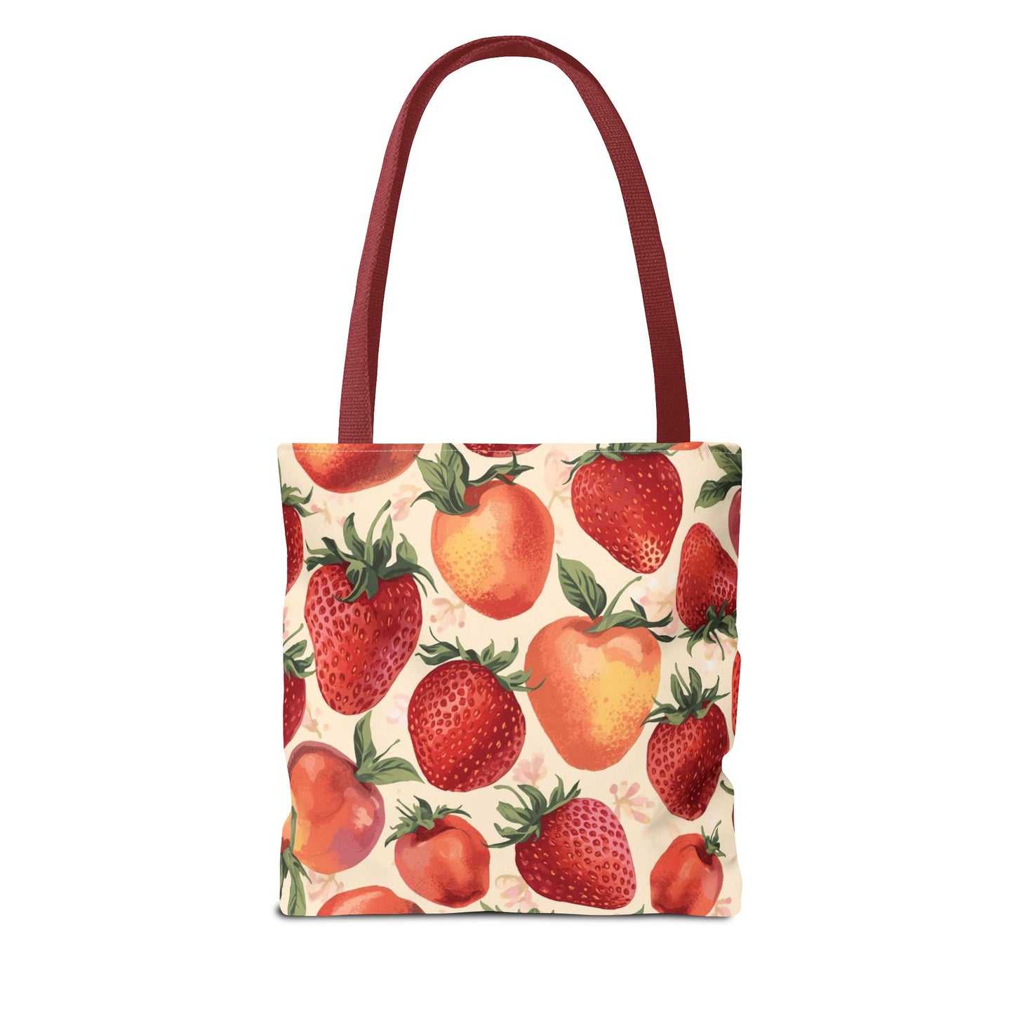 Strawberry Delight Playful Fruit Pattern Cotton Canvas Tote Bag