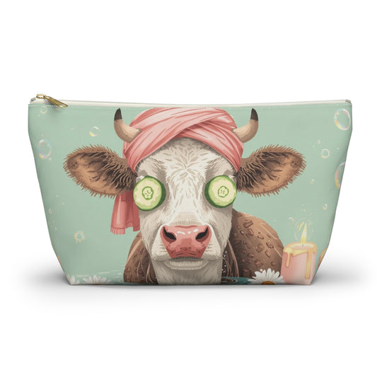 Cow Spa Day Cosmetic Pouch | Cute Makeup Bag