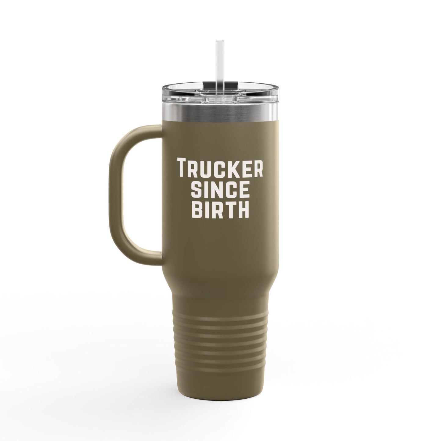 Trucker Since Birth Tumbler with Handle – Large Insulated Travel Mug