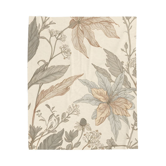 Botanical Calm Velveteen Throw Blanket
