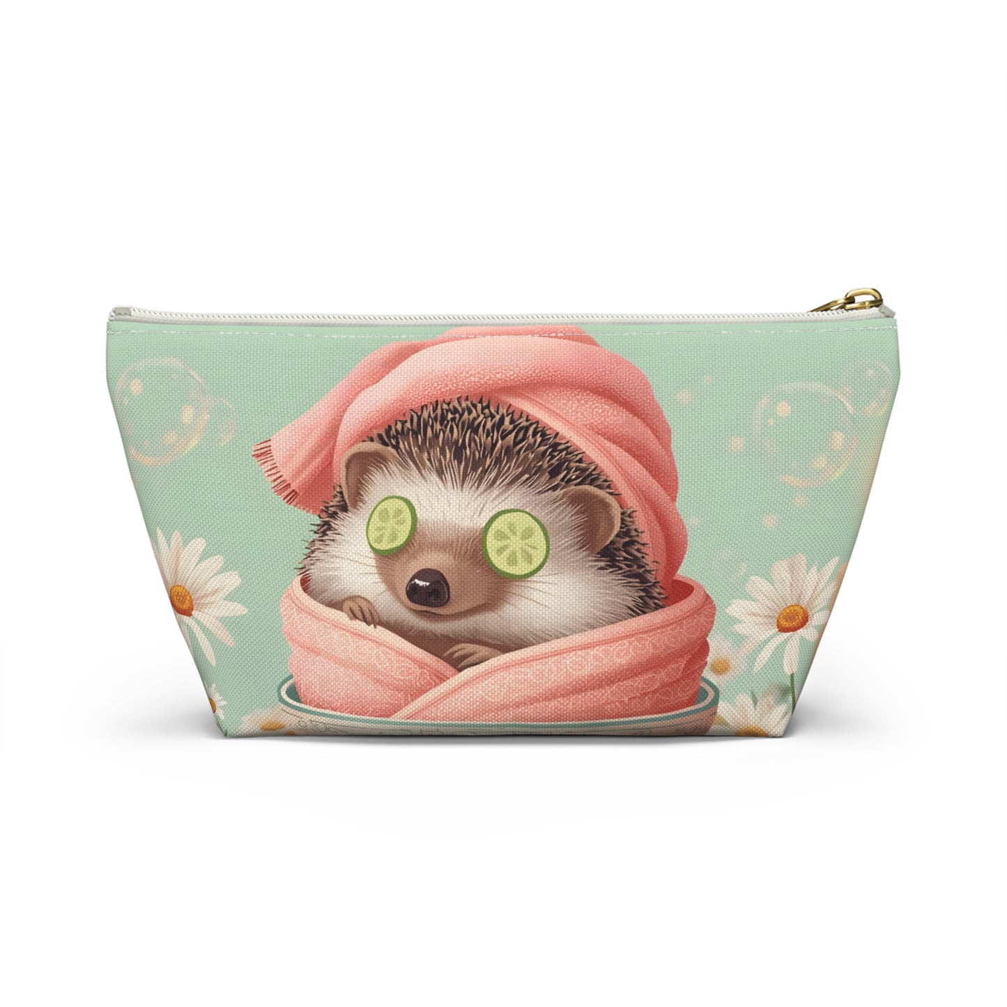 Hedgehog Spa Day Cosmetic Pouch | Cute Makeup Bag