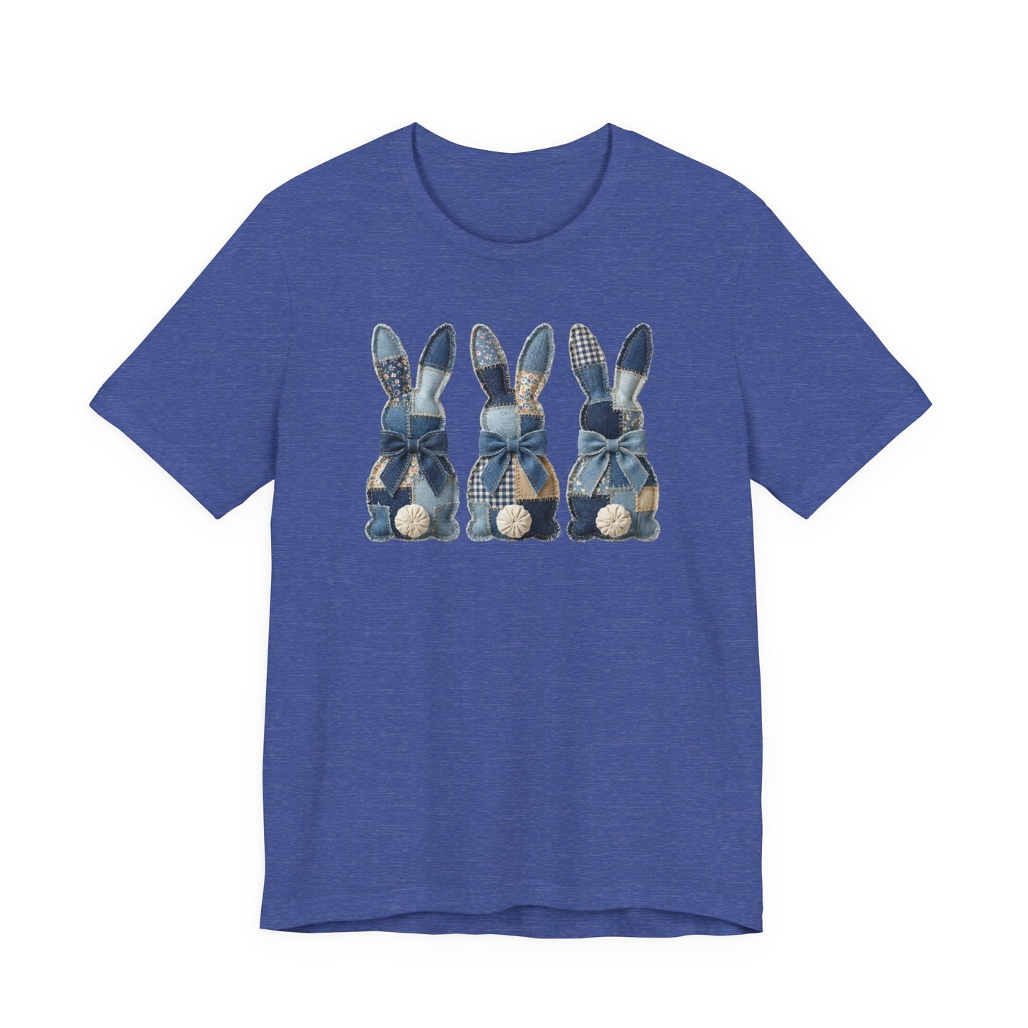 Denim Patch Easter Bunny Trio Rustic Spring Design T-shirt