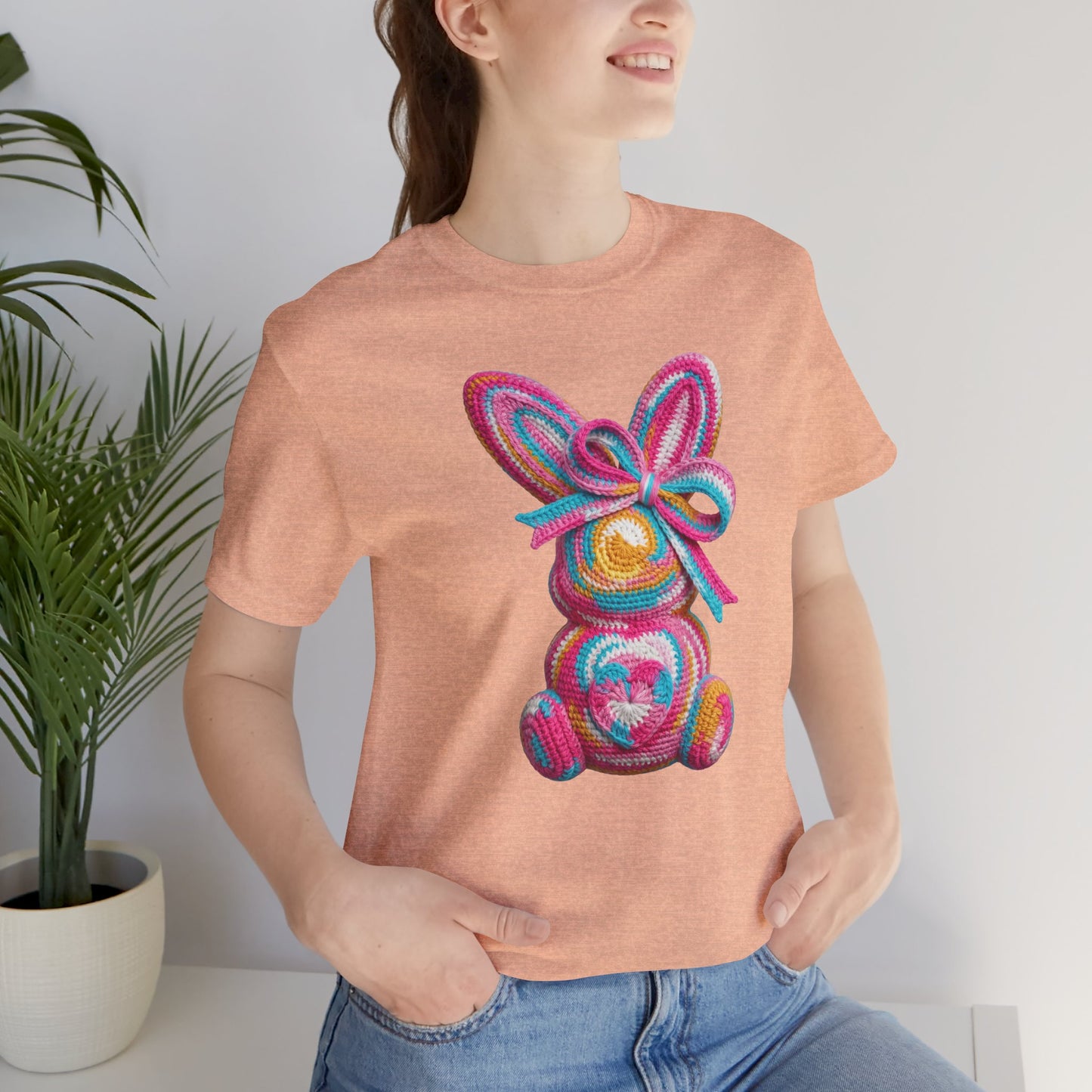 Crochet Easter Bunny with Heart Detail Spring Design T-shirt
