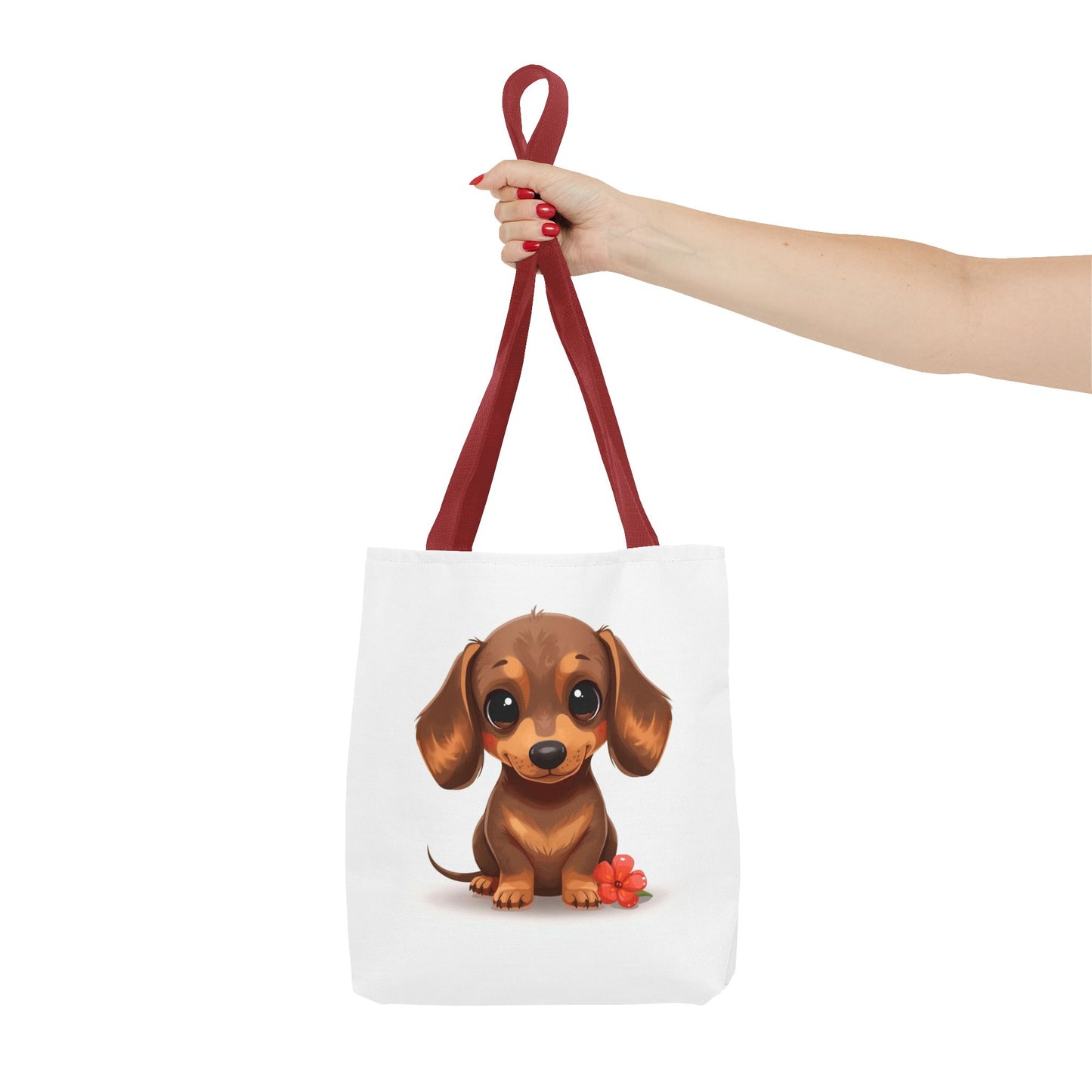 Charming Dachshund Cute Sausage Dog Illustration Cotton Canvas Tote Bag