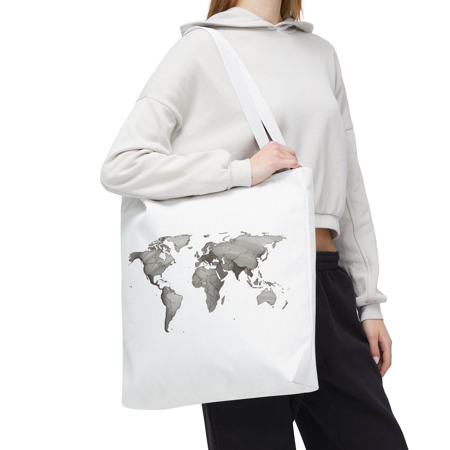 Vintage World Map Minimal Travel Aesthetic Cotton Canvas Tote Bag