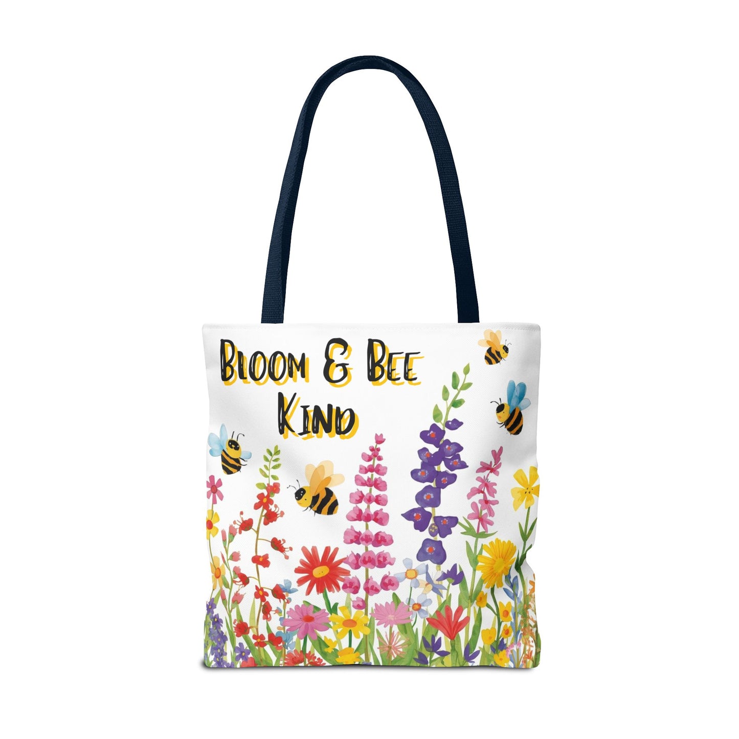 Bloom & Bee Kind Floral Bee Illustration Cotton Canvas Tote Bag