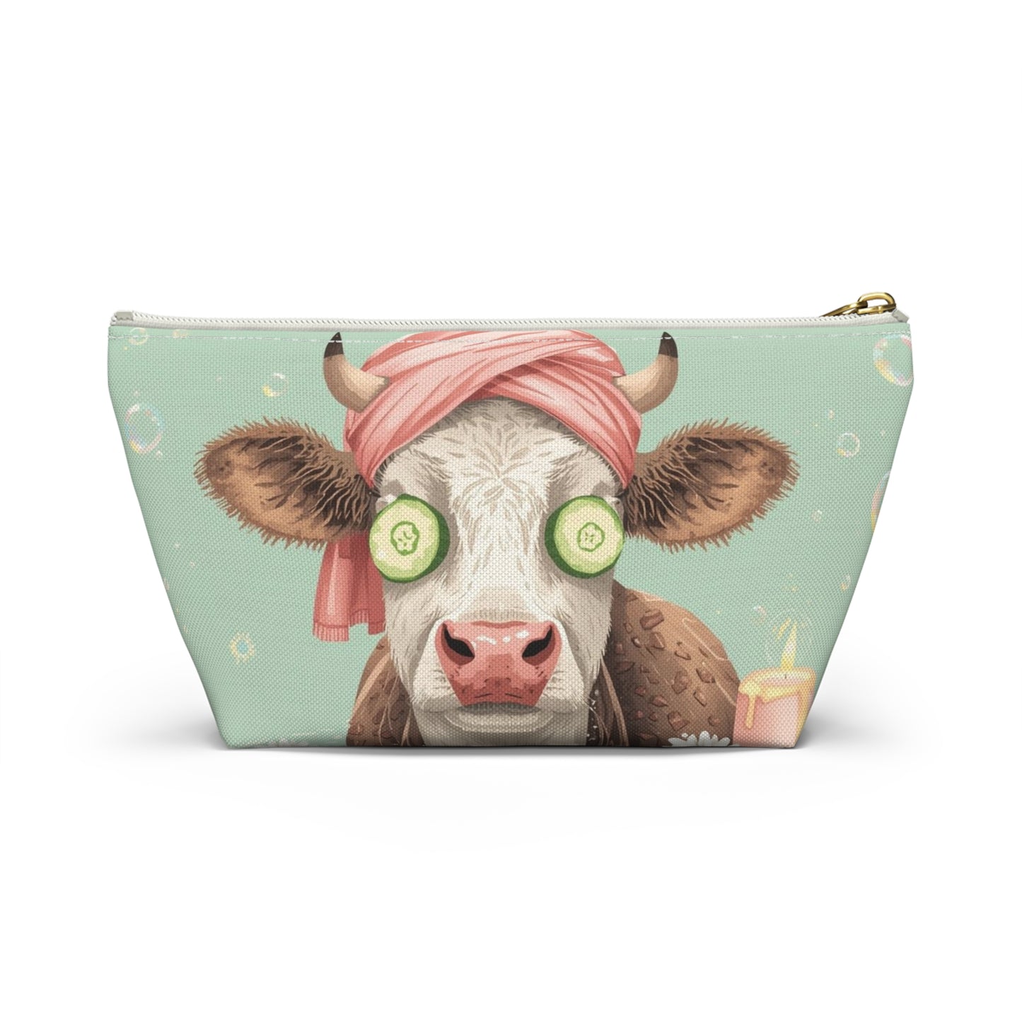 Cow Spa Day Cosmetic Pouch | Cute Makeup Bag