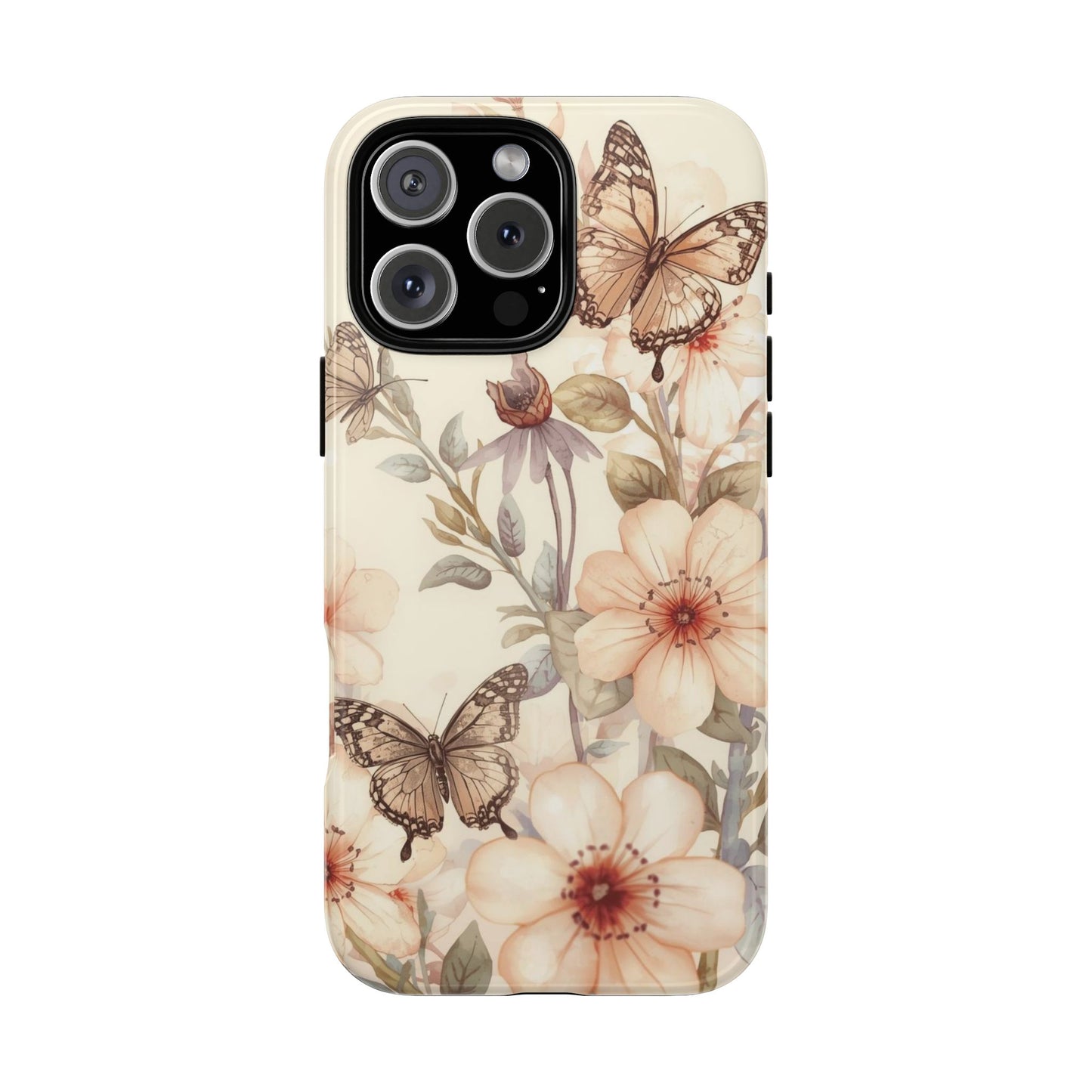 Soft Butterfly & Floral Illustration Tough Protective iPhone Cover