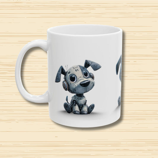 Robo Puppy Coffee Mug – Cute Robot Dog Mug for Gamers & Tech Lovers (11oz, 15oz)