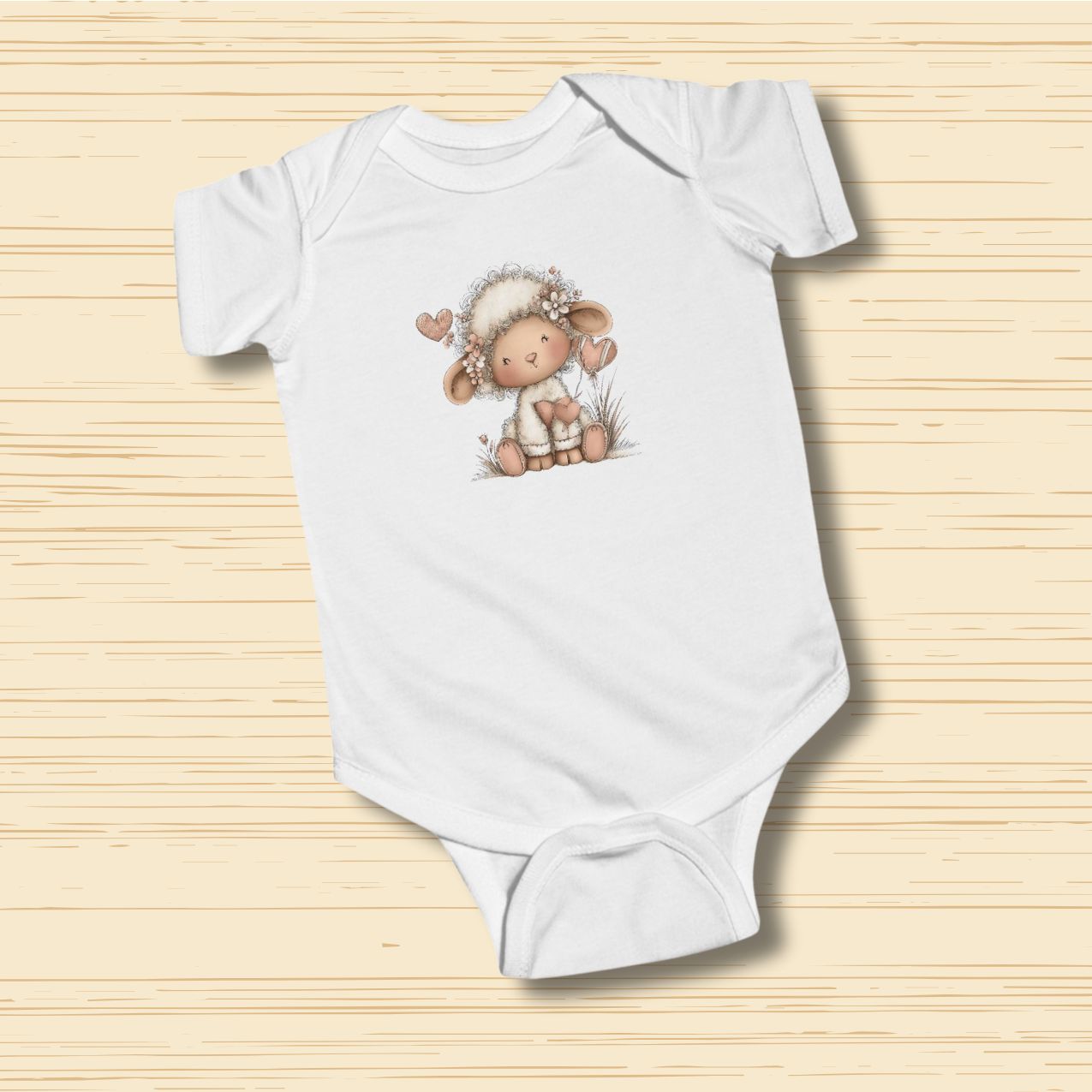Sweet Baby Lamb Bodysuit Neutral Woodland Animal Design Onesie