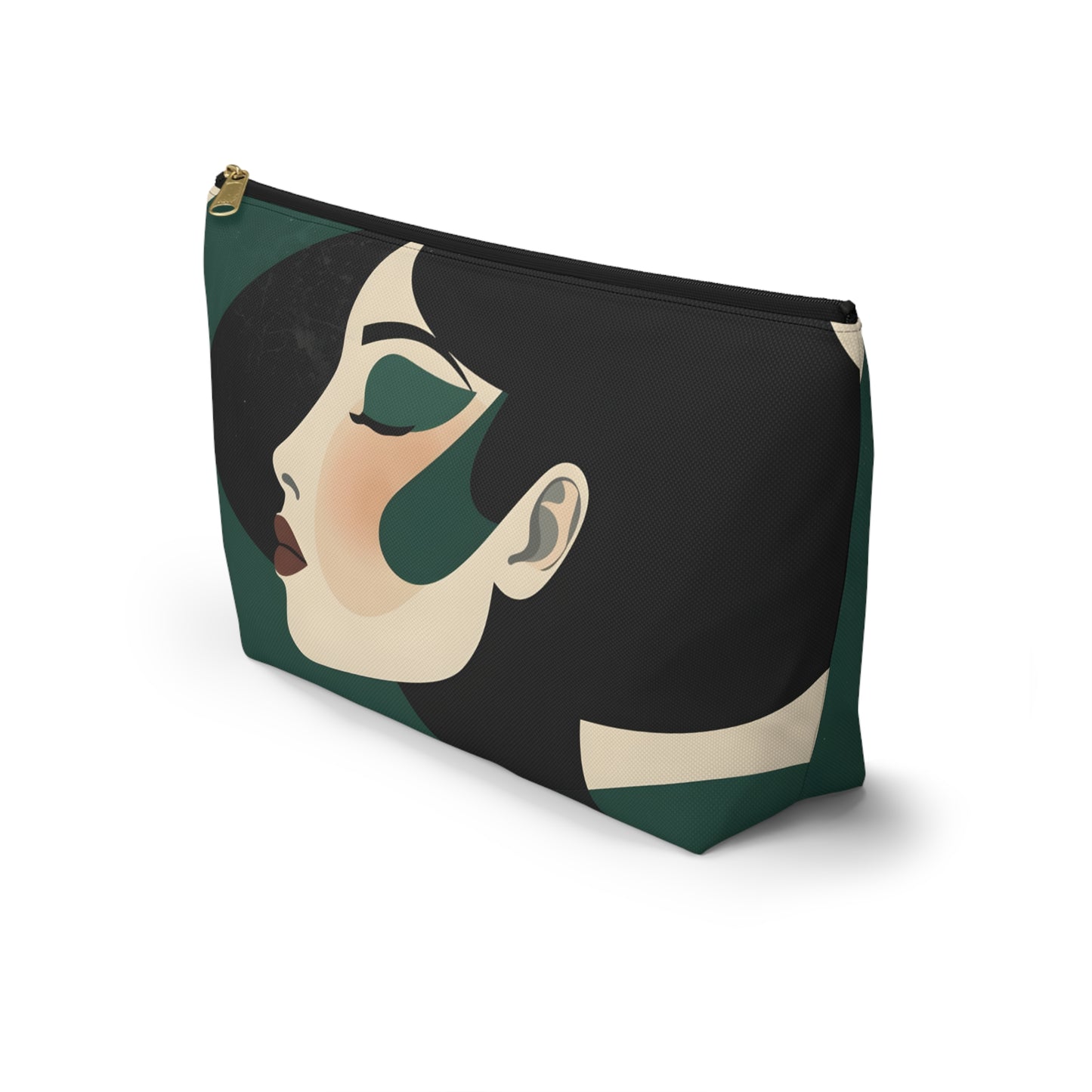 Emerald Profile Modern Silhouette Makeup Bag | Cosmetic Pouch