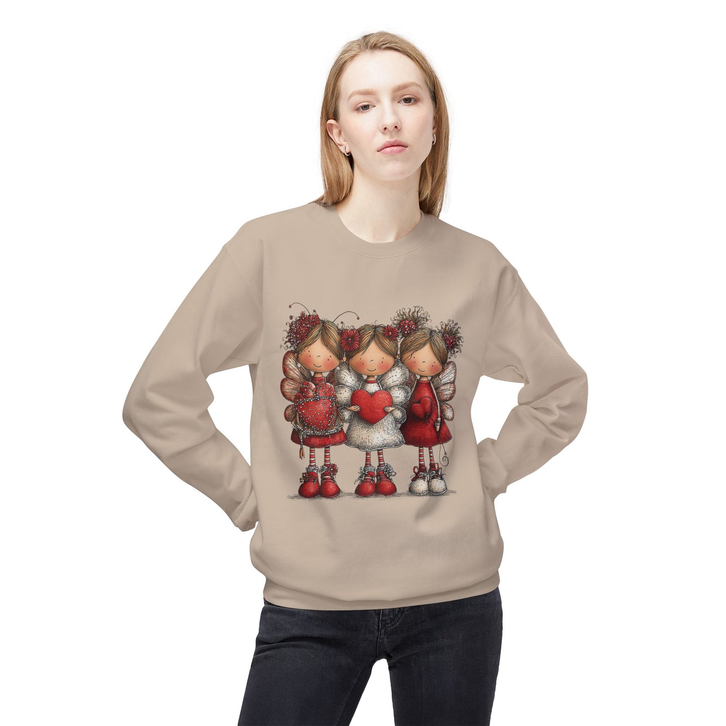 Angels of the Heart - Cute Valentine Sweatshirt Cozy Love Illustration