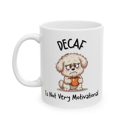 Decaf Is Not Very Motivational Funny Mug - Ceramic Coffee Cup (11oz, 15oz)